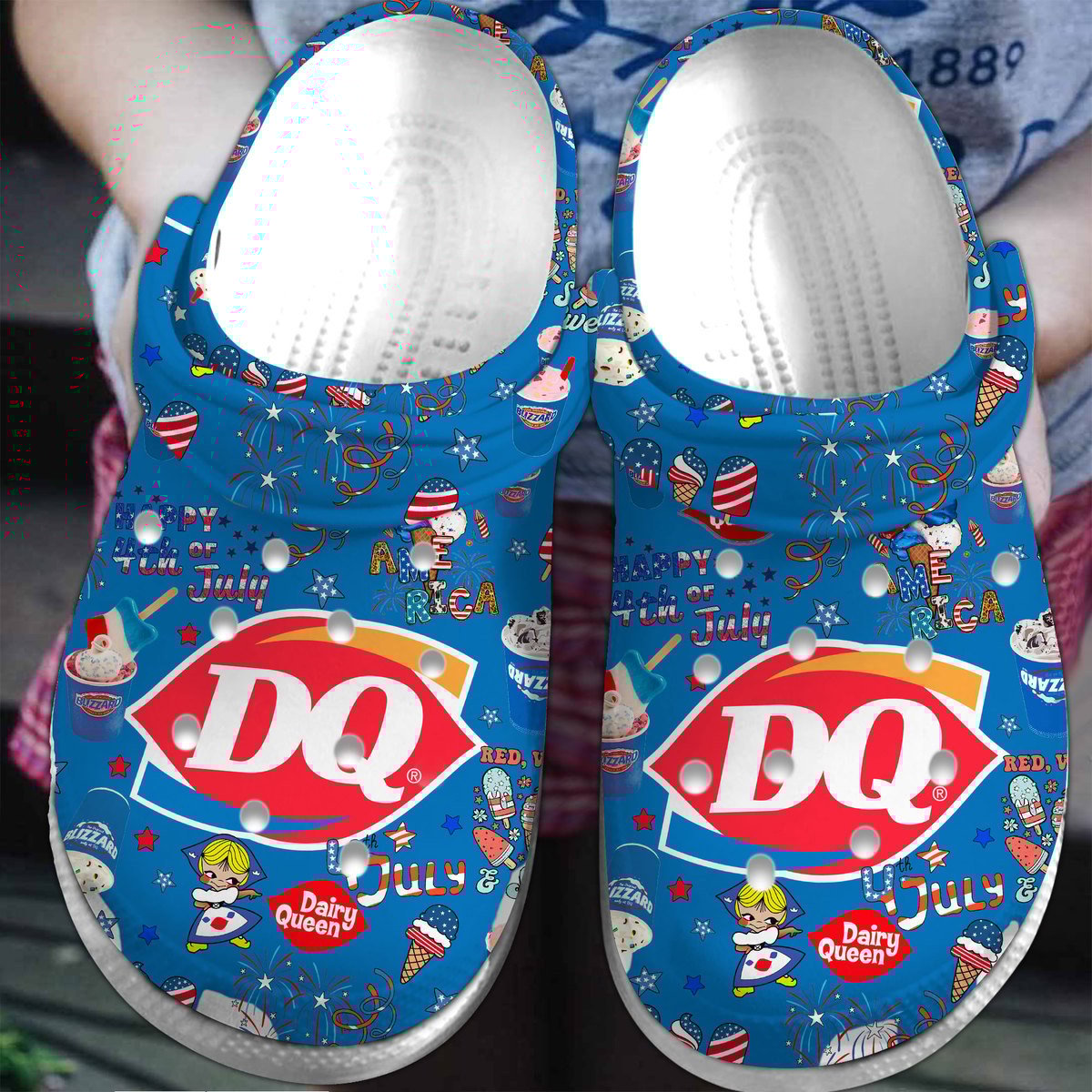 DQ Happy Independence Day Crocs Crocband Clogs Shoes Comfortable For Men Women and Kids