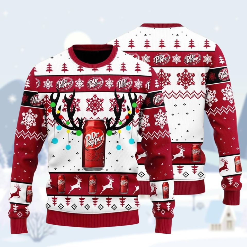 Dr Pepper Christmas Sweater, Soda Bottles Ugly Christmas Sweater, Diet Dr Pepper Holiday Sweater - Image 2