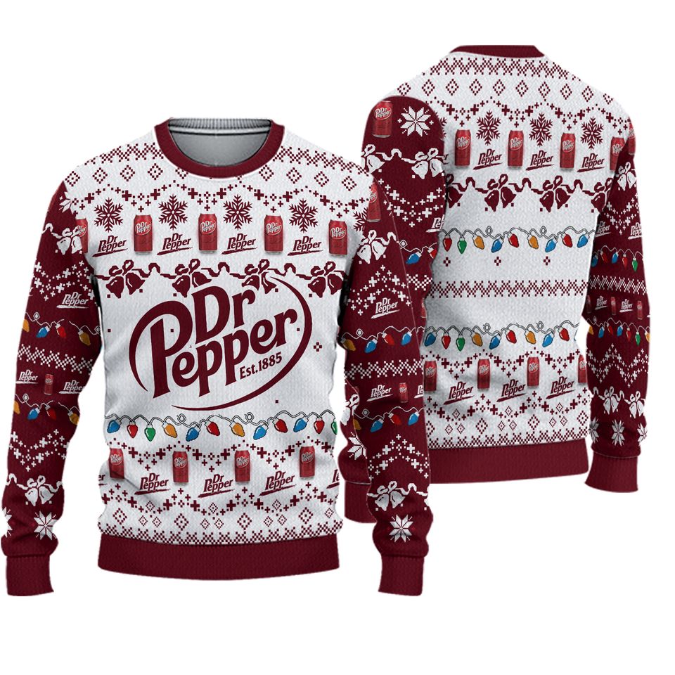 Dr Pepper Christmas Sweater, Soft Drink Lovers Sweater, Beverage Sweater