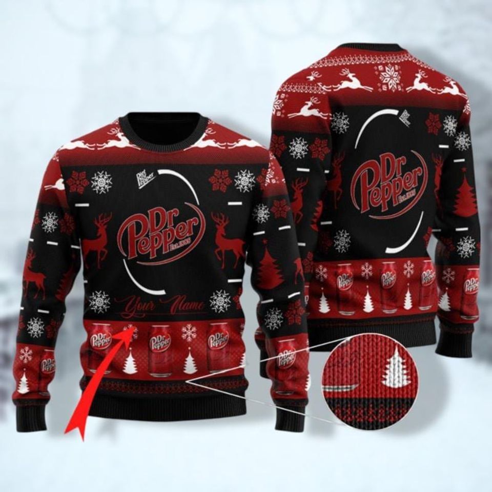 Dr Pepper Christmas Ugly Sweater, Personalized Sweater, Dr Pepper