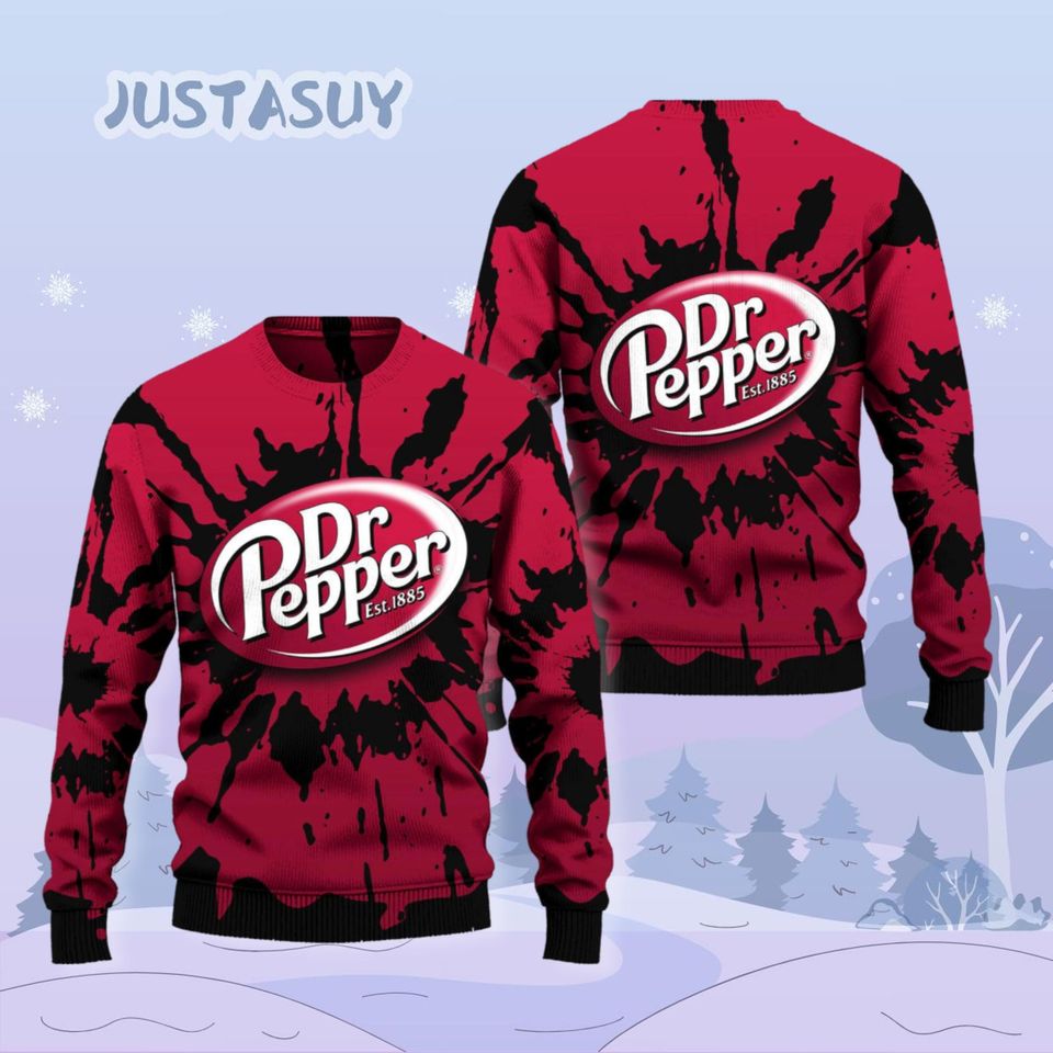 Dr Pepper Lovers Christmas Sweater, Funny Soda Holiday Sweater