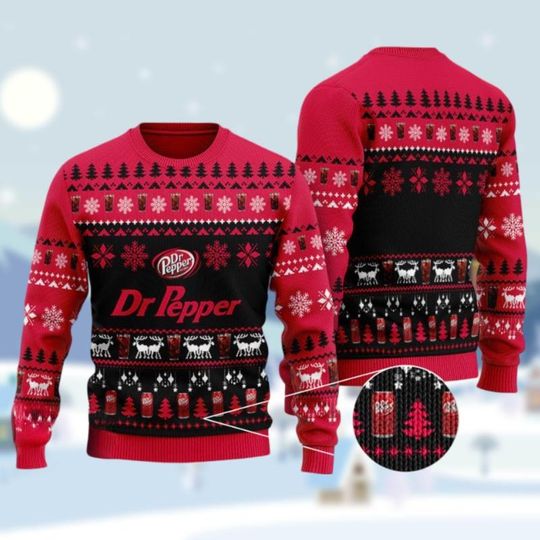 Dr Pepper Lovers Christmas Sweater, Soda Bottles Ugly Sweater, Diet Dr Pepper Ugly Sweater - Image 4