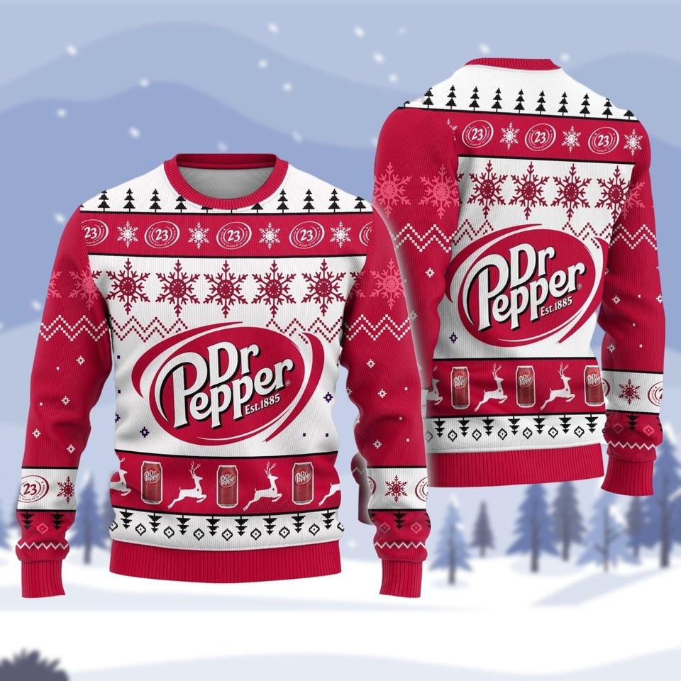 Dr Pepper Sweater, Soda Lovers Xmas Sweater, Soft Drink Lovers Christmas Sweater