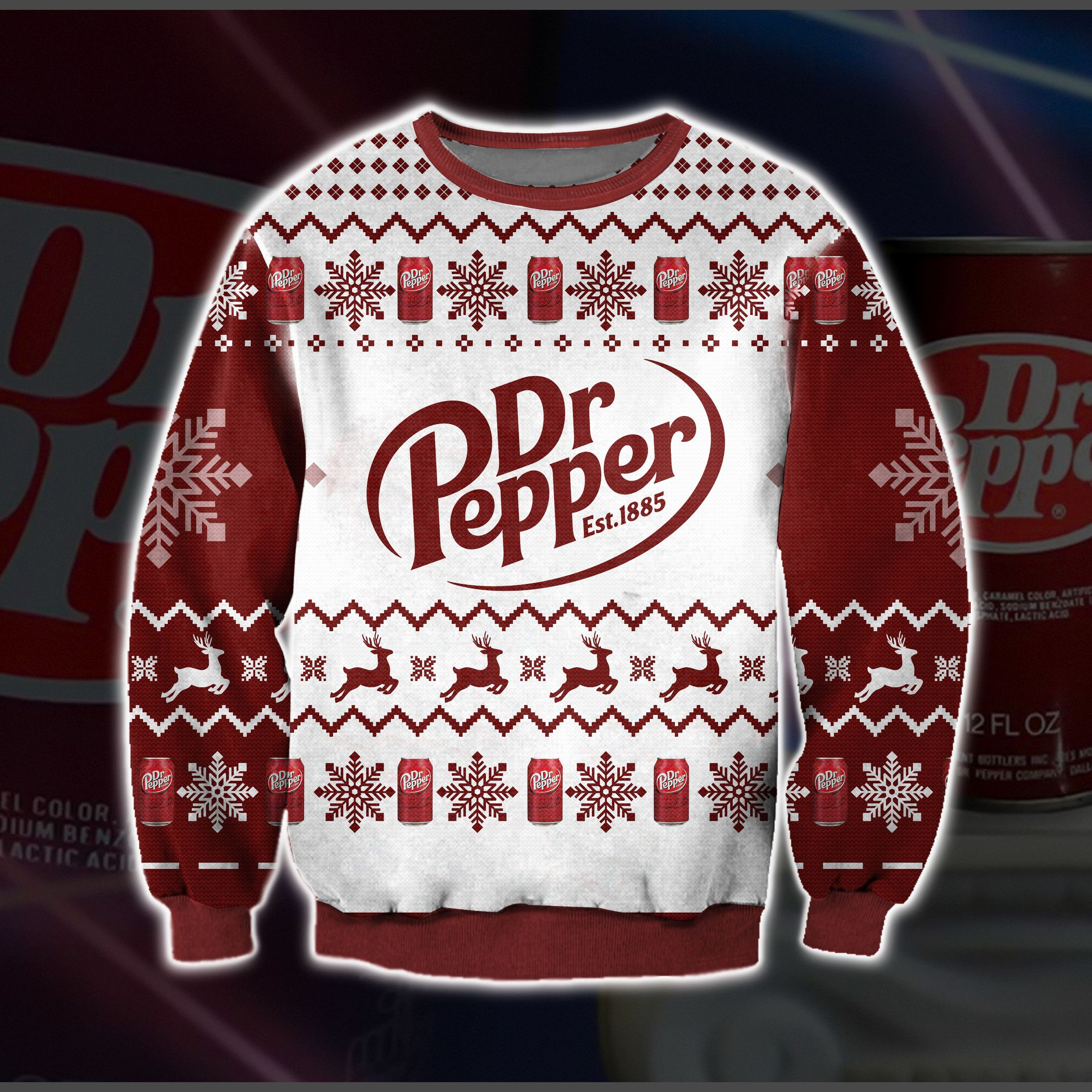 Dr Pepper Ugly Christmas Sweater Adult 3D Funny Matching for family