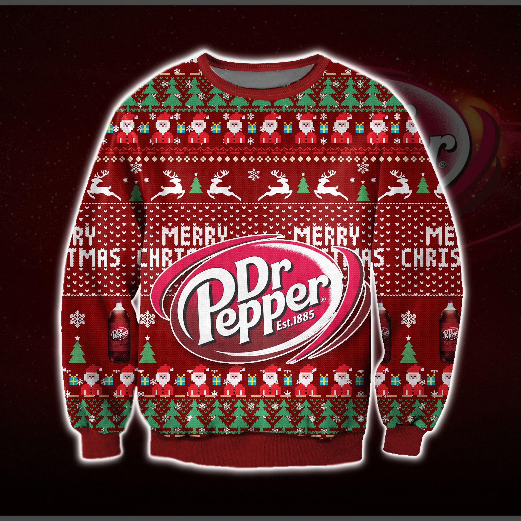 Dr Pepper Ugly Christmas Sweater Adult 3D Funny Matching for family