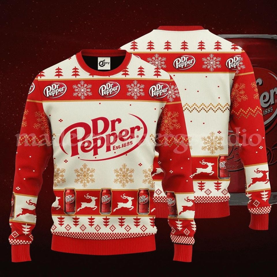 Dr Pepper Ugly Christmas Sweater, Mens Drinking Sweater