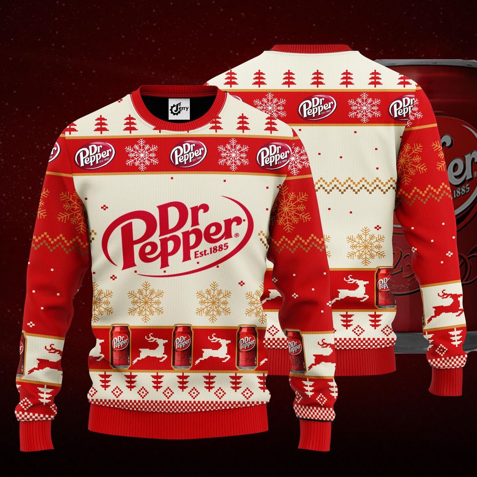 Dr Pepper Ugly Christmas Sweater, Mens Drinking Sweater