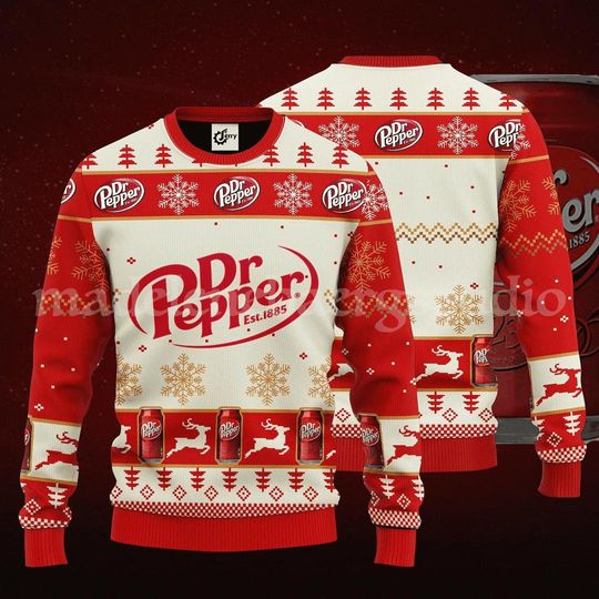 Dr Pepper Ugly Christmas Sweater, Mens Drinking Sweater - Image 5