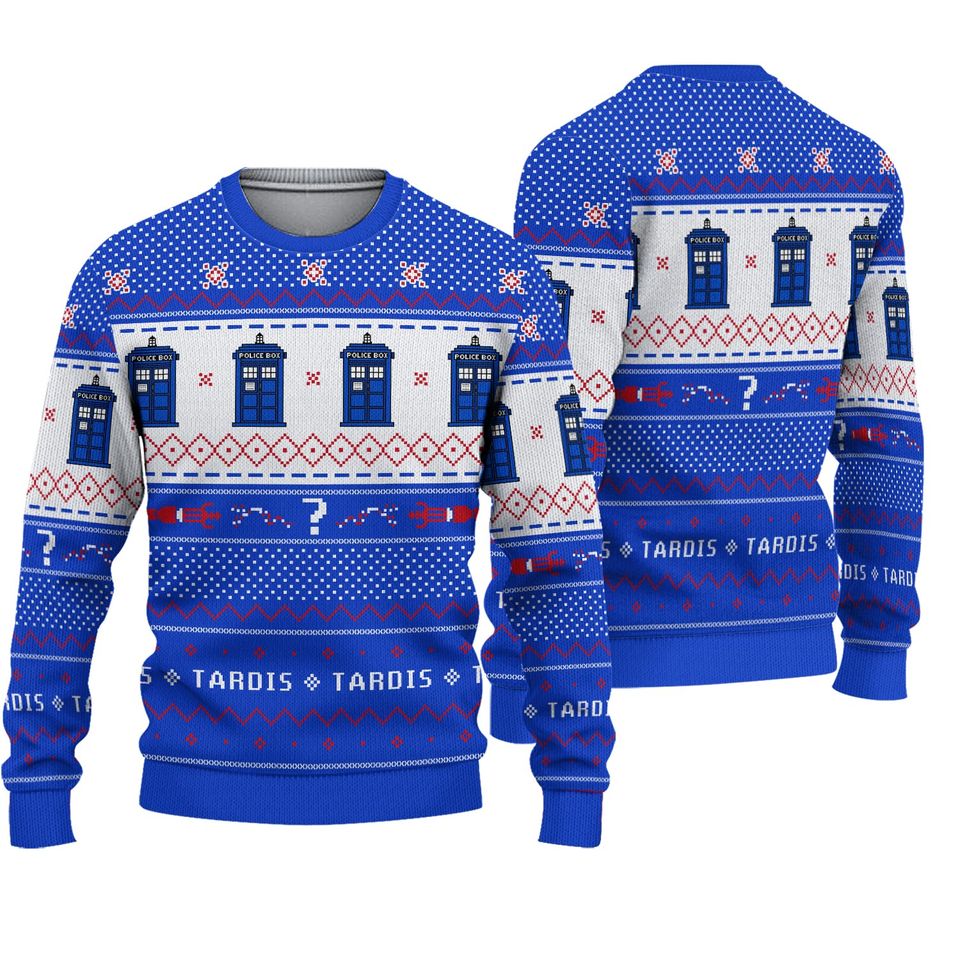 Dr Who TARDIS Christmas Ugly Sweater