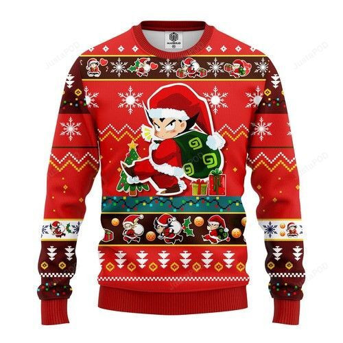 Dragon Ball Red For Anime Lovers Ugly Christmas Sweater Adult 3D Funny Matching for family