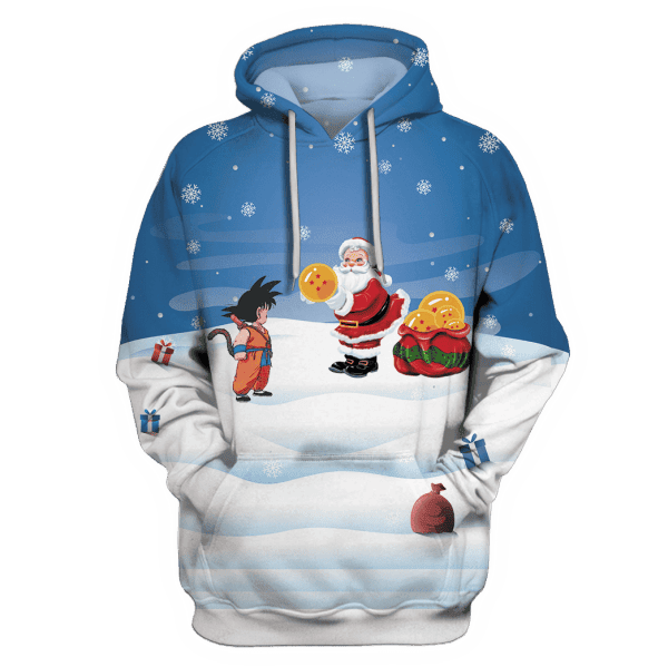 Dragon Ball Songoku On Christmas 3D All Over Print Hoodie, Zip Hoodie