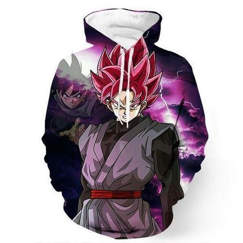 Dragon Ball Super Black Goku Super Saiyan Rose Lightning 3D All Over Print Hoodie, Zip Hoodie
