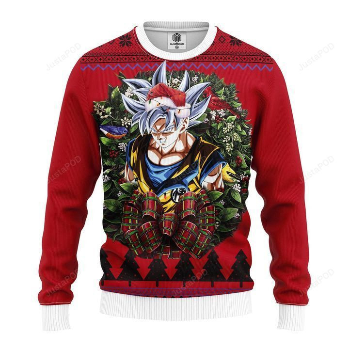 Dragon Ball Super Movie Goku Ultra Instinct Noel Mc Ugly Christmas Sweater Adult 3D Funny Matching for family