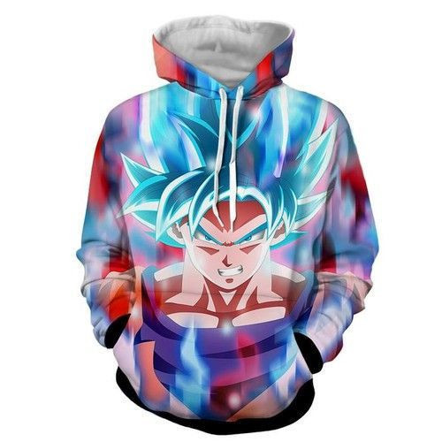 Dragon Ball Super Strong Mighty Son Goku Red Blue Aura 3D All Over Print Hoodie, Zip Hoodie