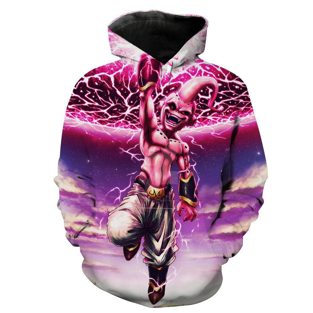Dragon Ball Z Kid Buu Destruction Pink 3D All Over Print Hoodie, Zip Hoodie