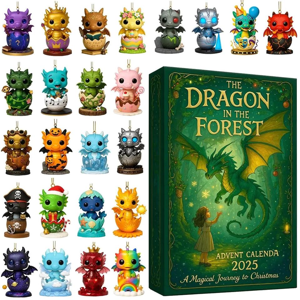 Dragon Forest Advent Calendar 2025, 24 Day Dragon Figurines: Vintage Christmas Ornament Countdown