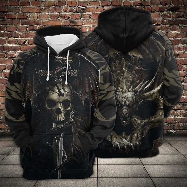 Dragon Skull 3D All Over Print Hoodie, Zip Hoodie