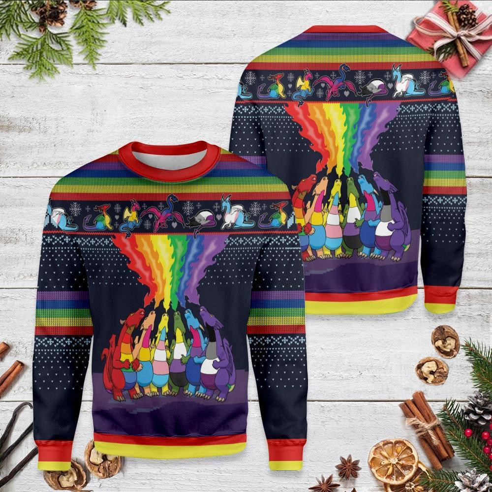 Dragon Ugly Christmas Sweater Adult 3D Funny Matching for family