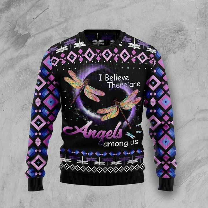 Dragonfly Angels Ugly Christmas Sweater Adult 3D Funny Matching for family