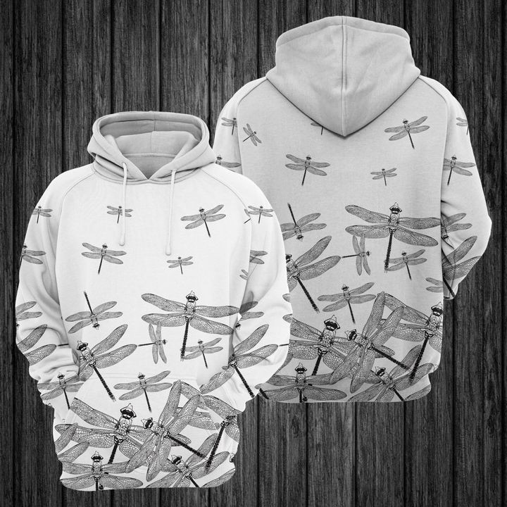 Dragonfly Black And White 3D All Over Print Hoodie, Zip Hoodie