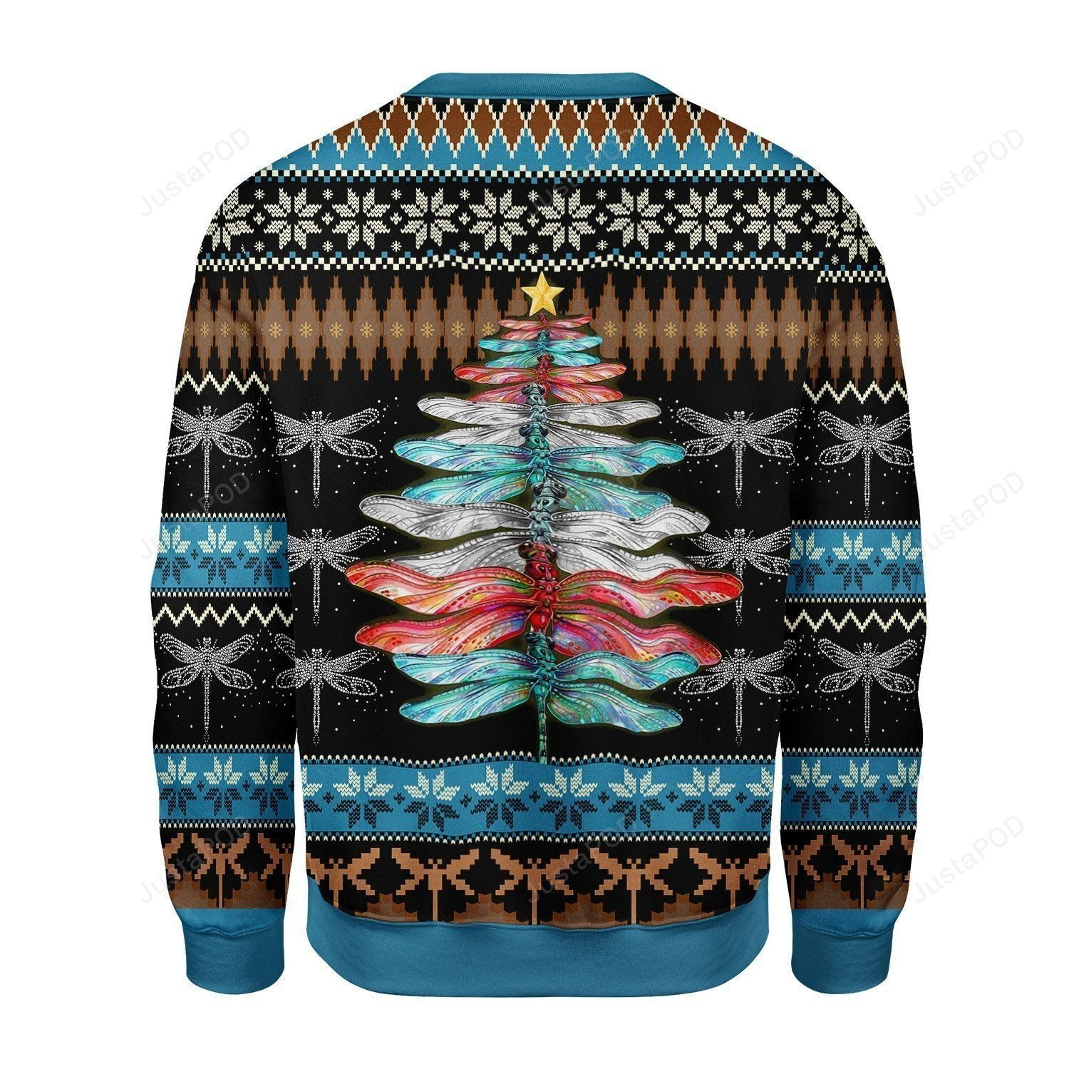 Dragonfly Christmas Tree Ugly Christmas Sweater Adult 3D Funny Matching for family - Image 2