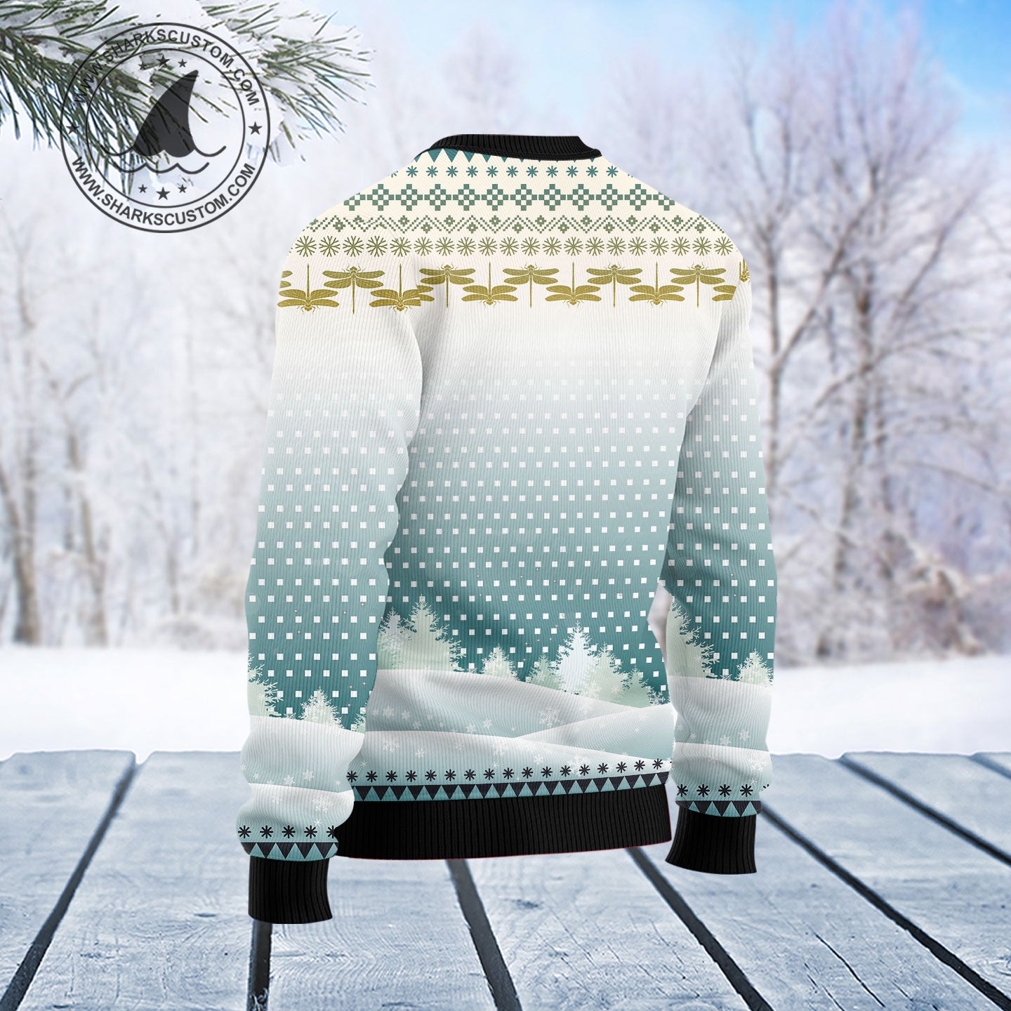 Dragonfly Color Christmas Tree Ugly Christmas Sweater - Image 2