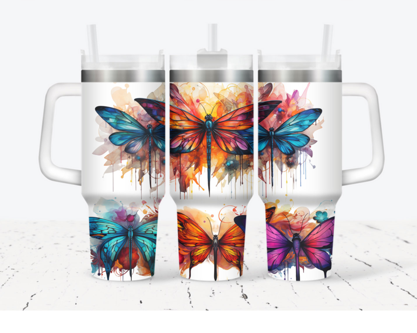 Dragonfly Flower Custom Stanley Cup 40 oz 30 oz Tumbler With HandleTVC2301704