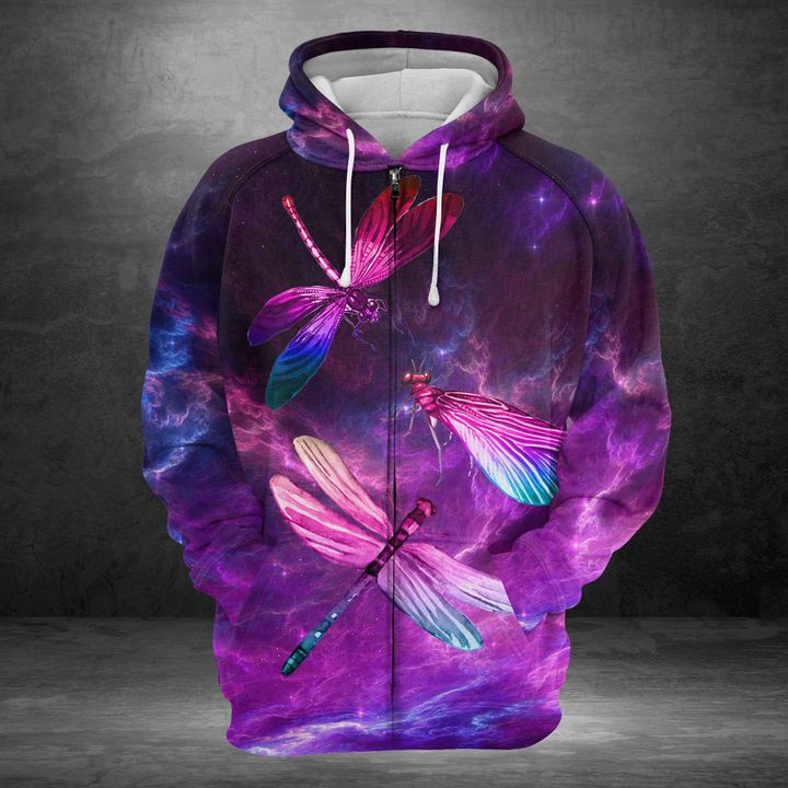 Dragonfly Purple Sky 3D All Over Print Hoodie, Zip Hoodie