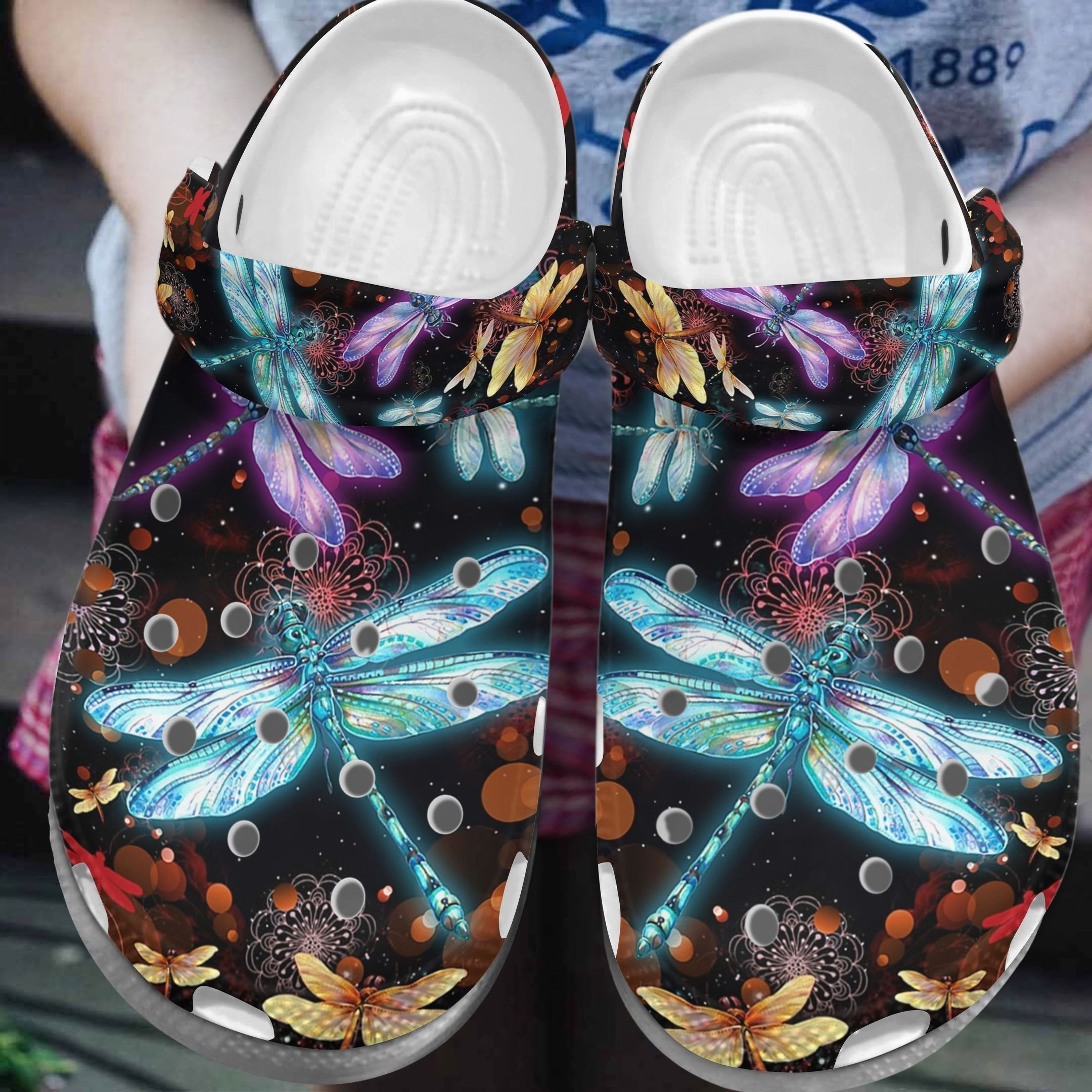 Dragonfly Twinkle Galaxy Shoes - Dragonfly Boho Croc Clogs Shoes Gift Women Mother Day