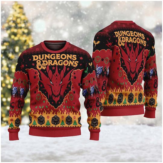 Dragons Game Ugly Christmas Sweater, Xmas Sweatshirt, - Image 3