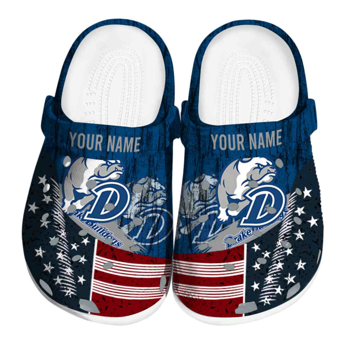 Drake Bulldogs NCAA Sport Crocs Crocband Clogs Shoes Comfortable For Men Women and Kids