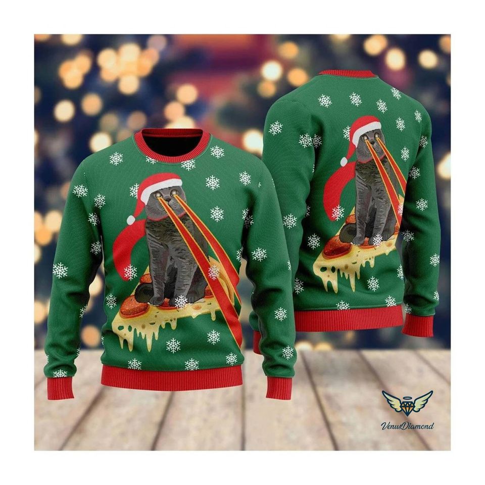 Drax Pizza Cat With Laser Eyes Sweater