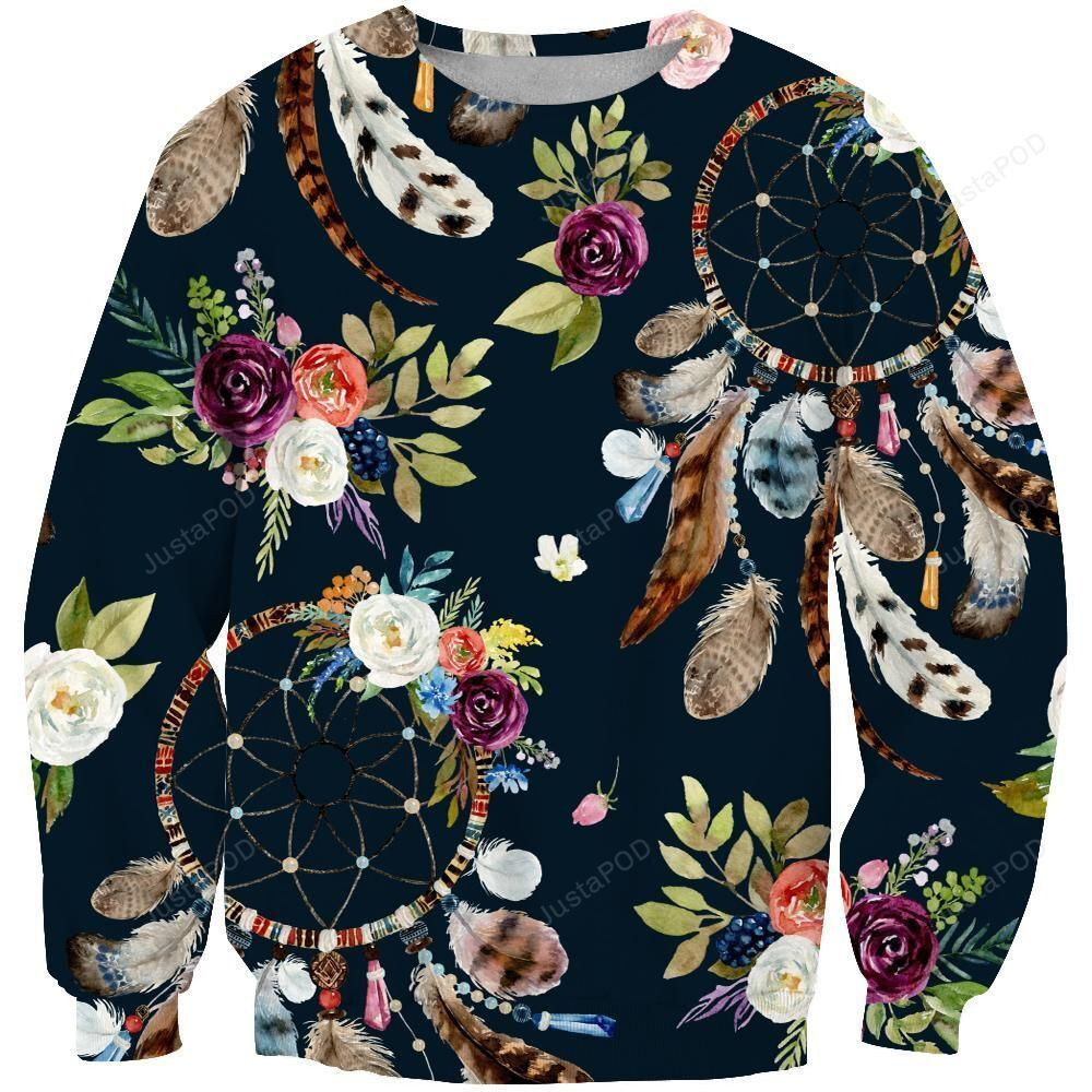 Dreamcatchers And Flowers Ugly Christmas Sweater Adult 3D Funny Matching for family