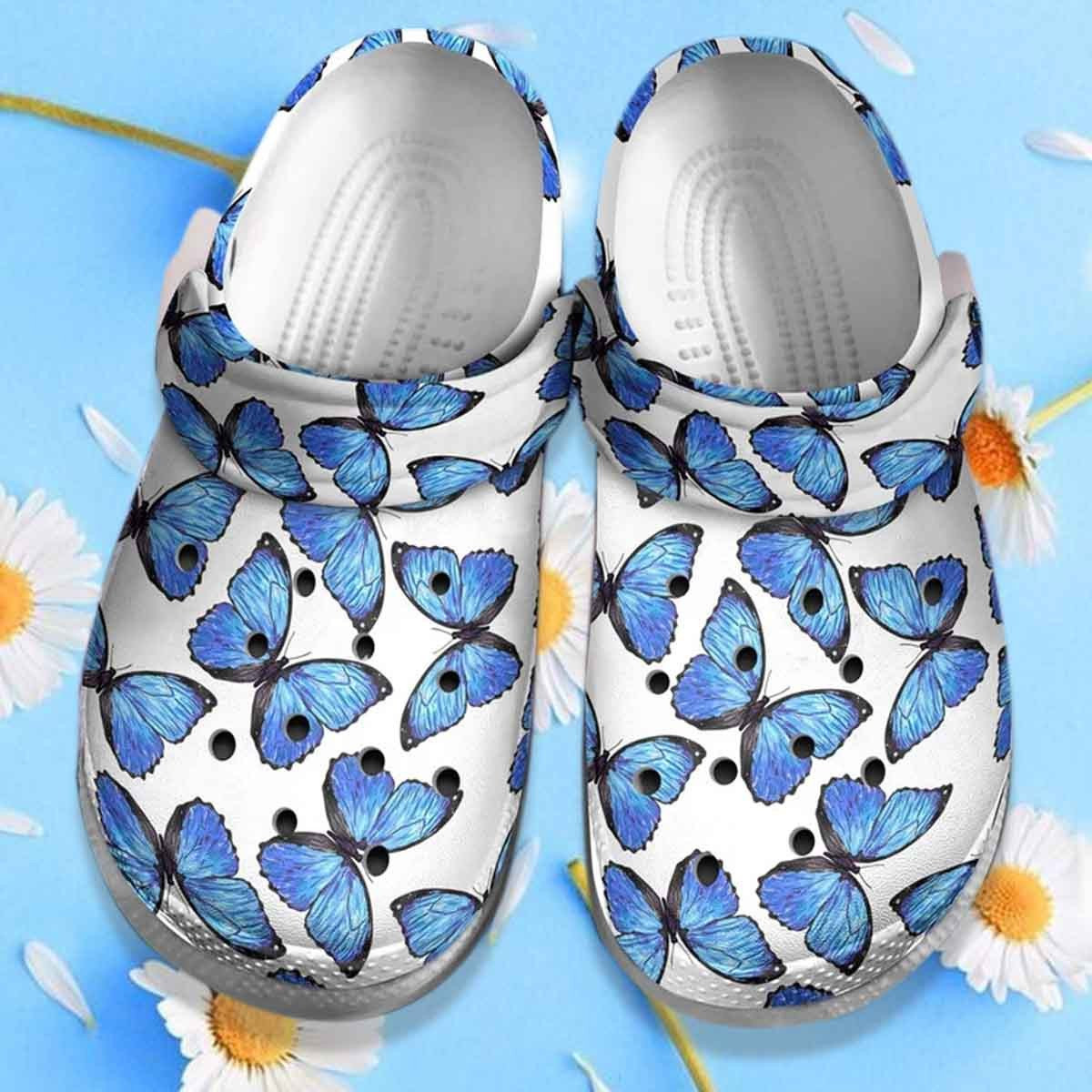 Dreamy Blue Butterflies Memory Shoes Clogs Gifts For Daughter Women Mothers Day 2022
