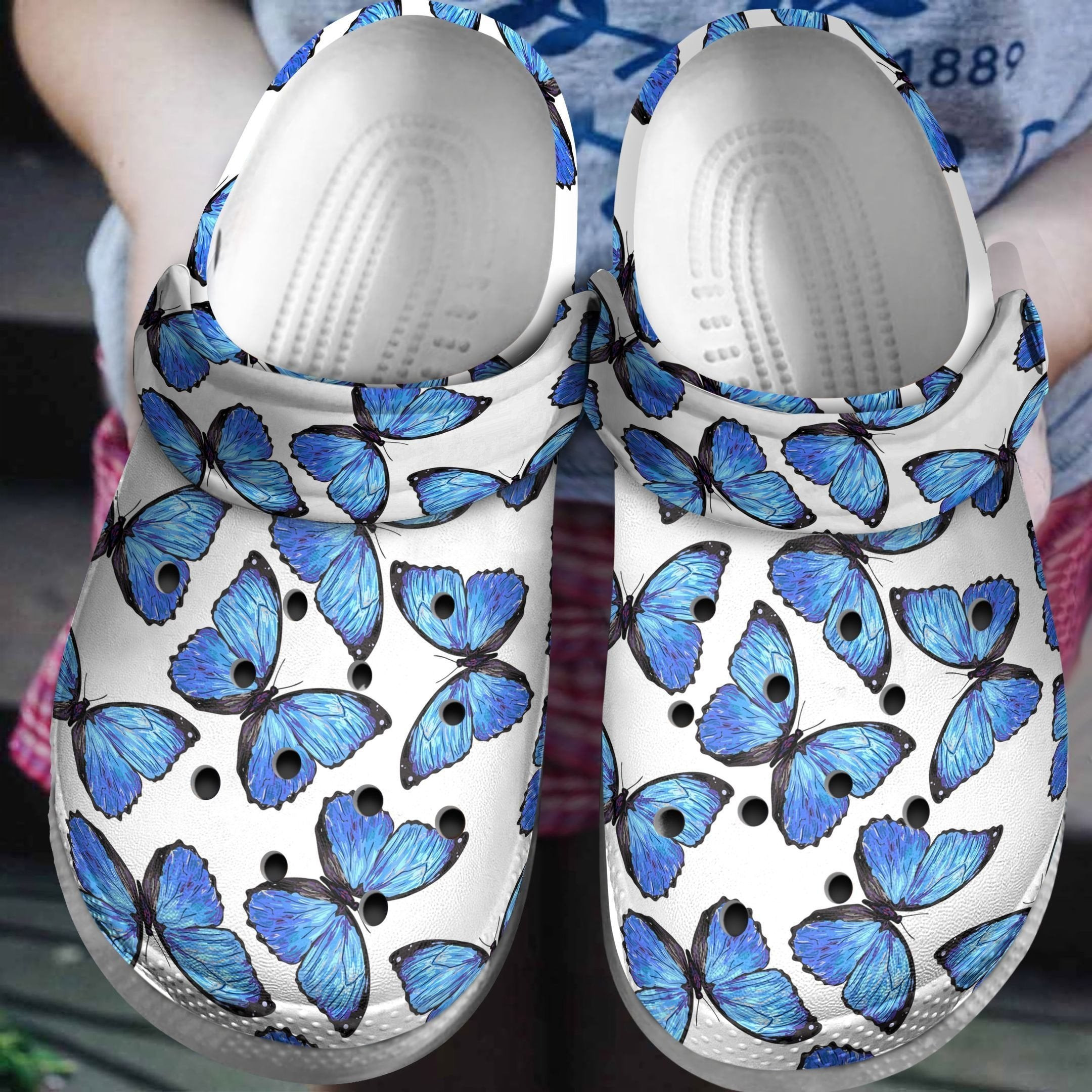 Dreamy Blue Butterflies Shoes Clogs Gifts For Daughter Birthday Women Mothers Day 2022