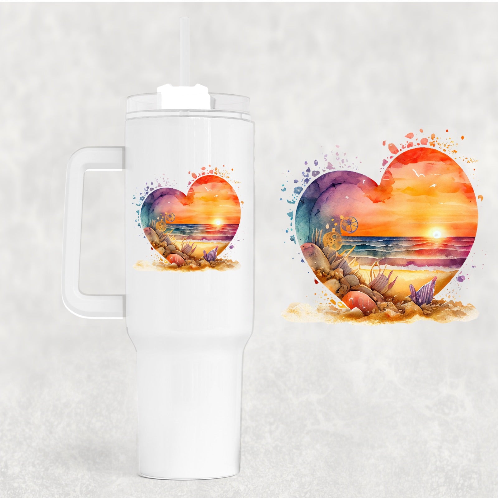 Dreamy Sunset Heart Custom Stanley Cup 40 oz 30 oz Tumbler With HandleTVC2301746
