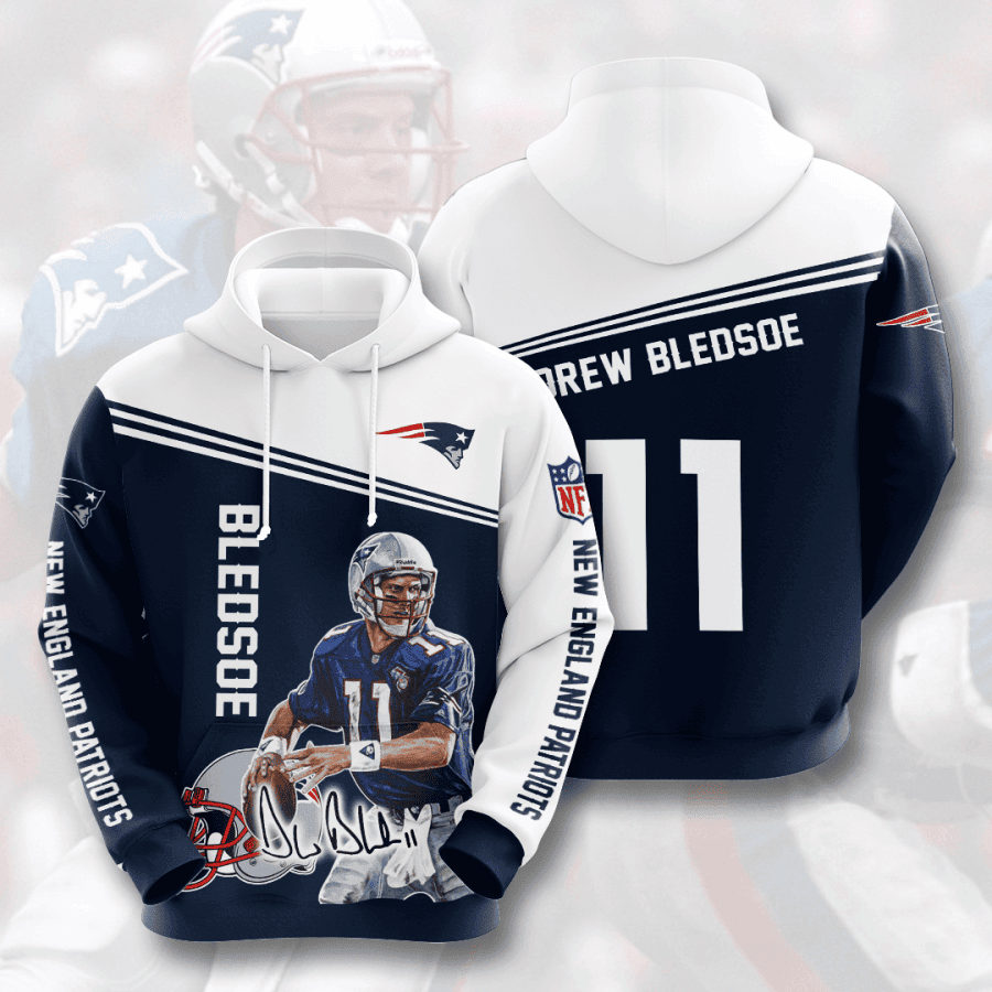 Drew Bledsoe New England Patriots 3D All Over Print Hoodie, Zip Hoodie