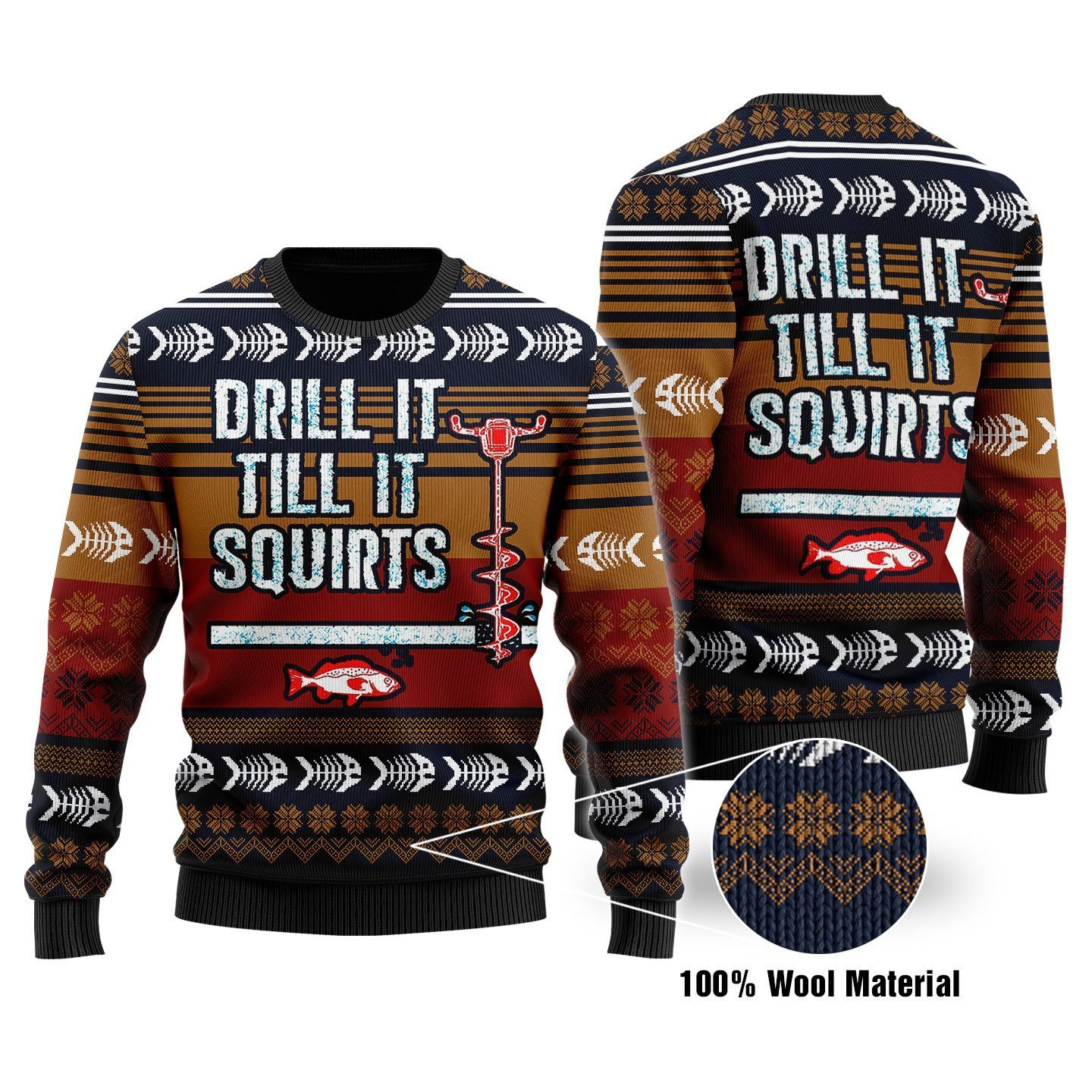 Drill It Till It Squirts Ugly Christmas Sweater Adult 3D Funny Matching for family