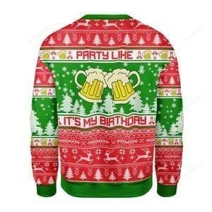 Drink Like It'S My Birthday Ugly Christmas Sweater Adult 3D Funny Matching for family - Image 2