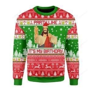 Drink Like It'S My Birthday Ugly Christmas Sweater Adult 3D Funny Matching for family