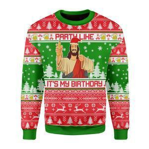 Drink Like Its My Birthday Ugly Christmas Sweater Adult 3D Funny Matching for family