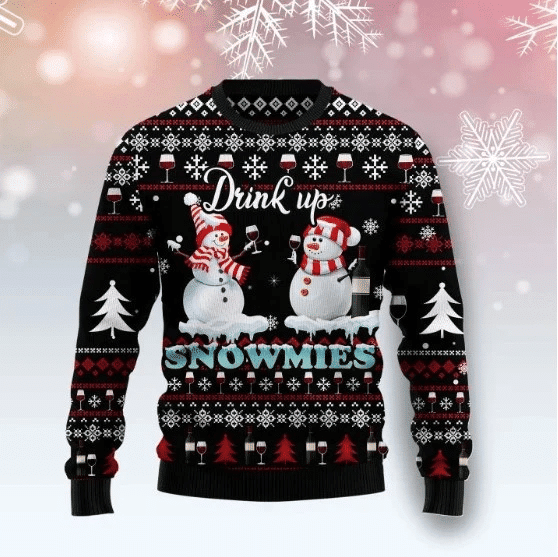 Drink Up Snowmies Ugly Christmas Sweater Adult 3D Funny Matching for family