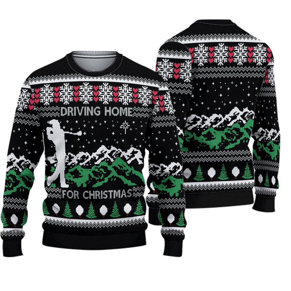 Driving Home for Christmas Golf Ugly Knitted Christmas Sweater
