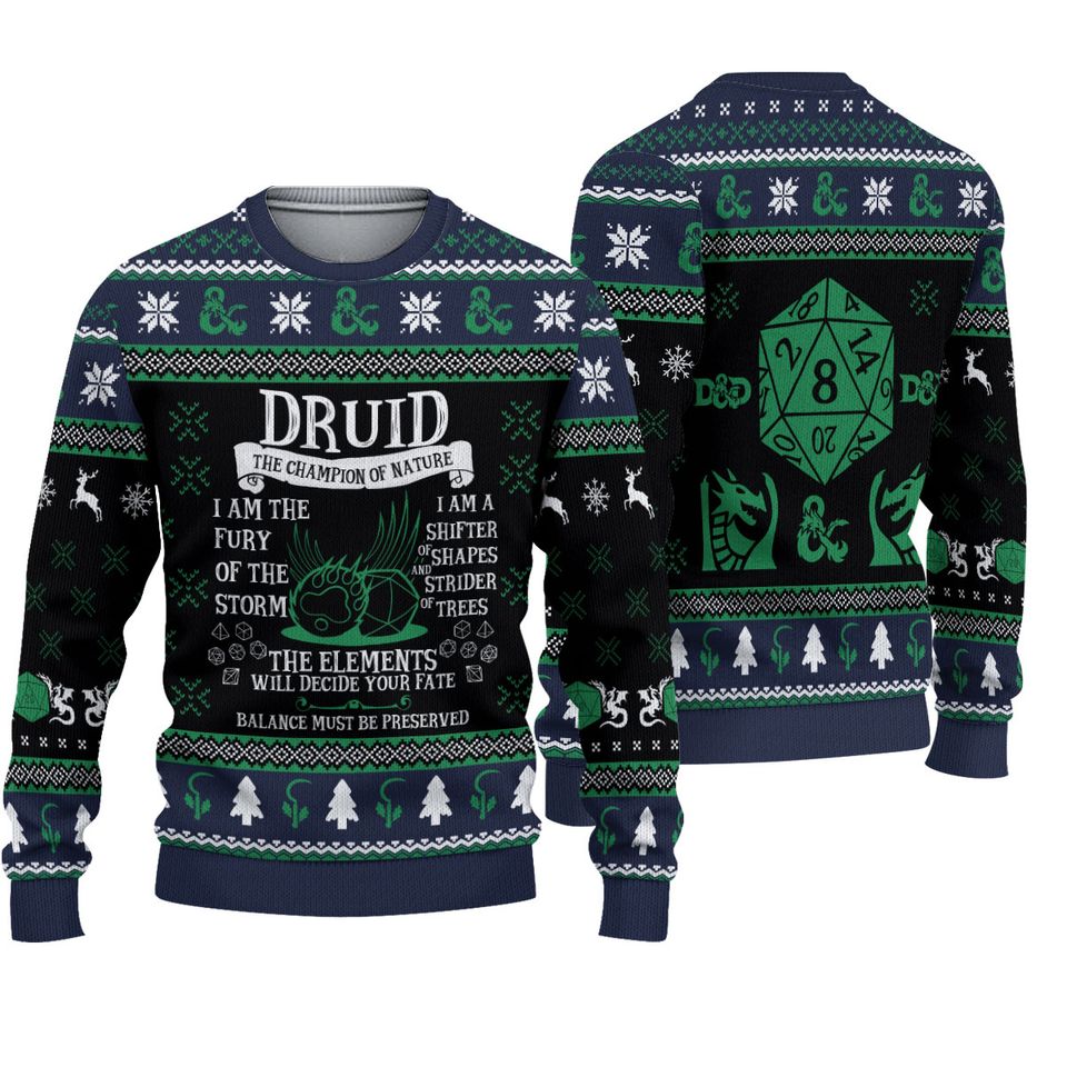 Druid DnD Gaming PREMIUM Christmas Ugly Sweater