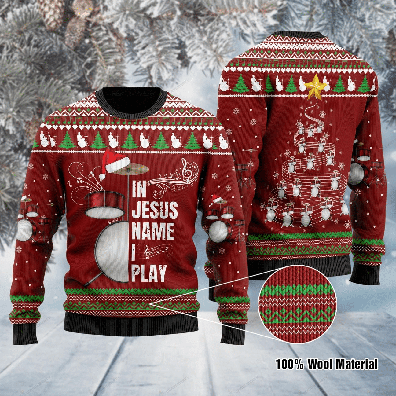 Drum In Jesus Ugly Christmas Sweater Adult 3D Funny Matching for family