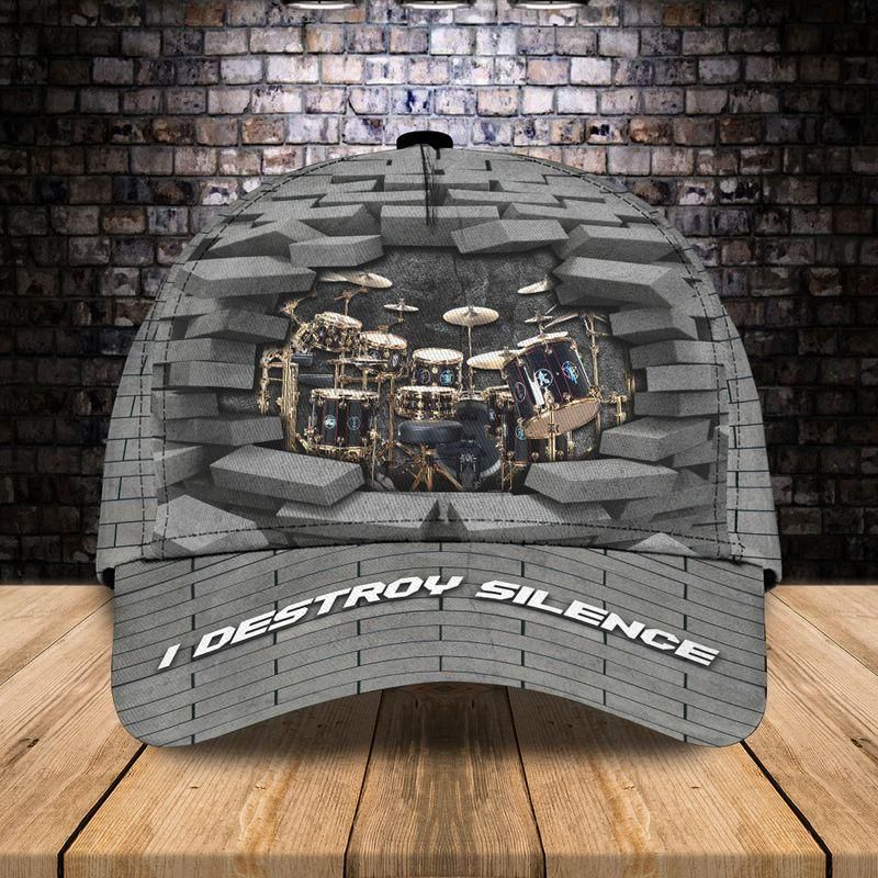 Drum Lovers I Destroy Silence Classic Cap Baseball Cap Trucker Hats Custom Hats Gifts For Men & Women