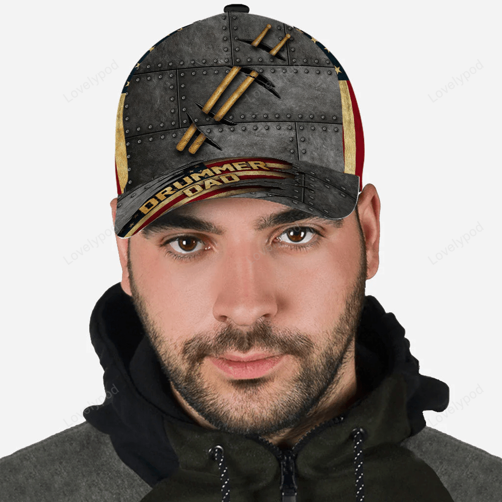 Drummer Dad Cap Hat Father Classic Cap Gift For Drum Drummer Dad Trucker Hats Custom Hats Gifts For Men & Women