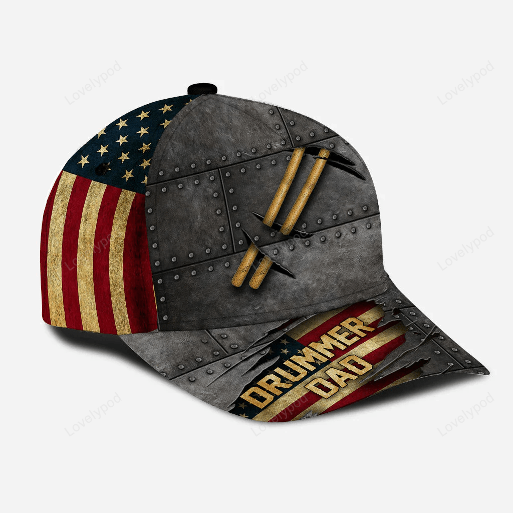 Drummer Dad Cap Hat Father Classic Cap Gift For Drum Drummer Dad Trucker Hats Custom Hats Gifts For Men & Women