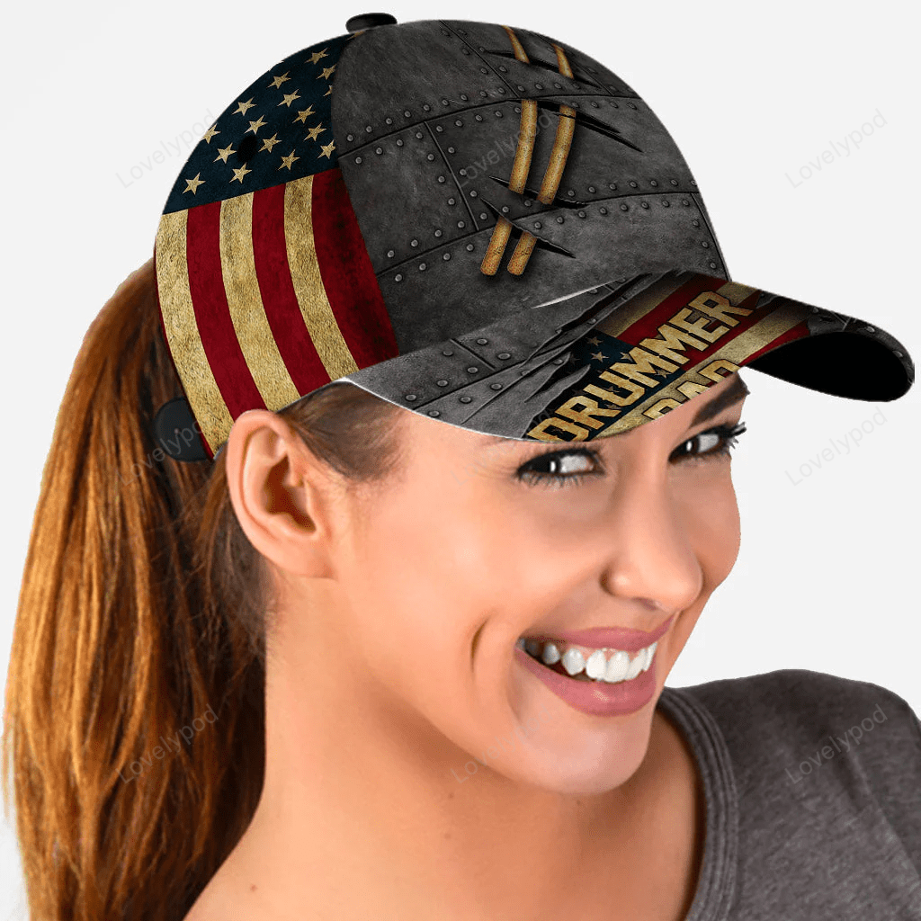 Drummer Dad Cap Hat Father Classic Cap Gift For Drum Drummer Dad Trucker Hats Custom Hats Gifts For Men & Women