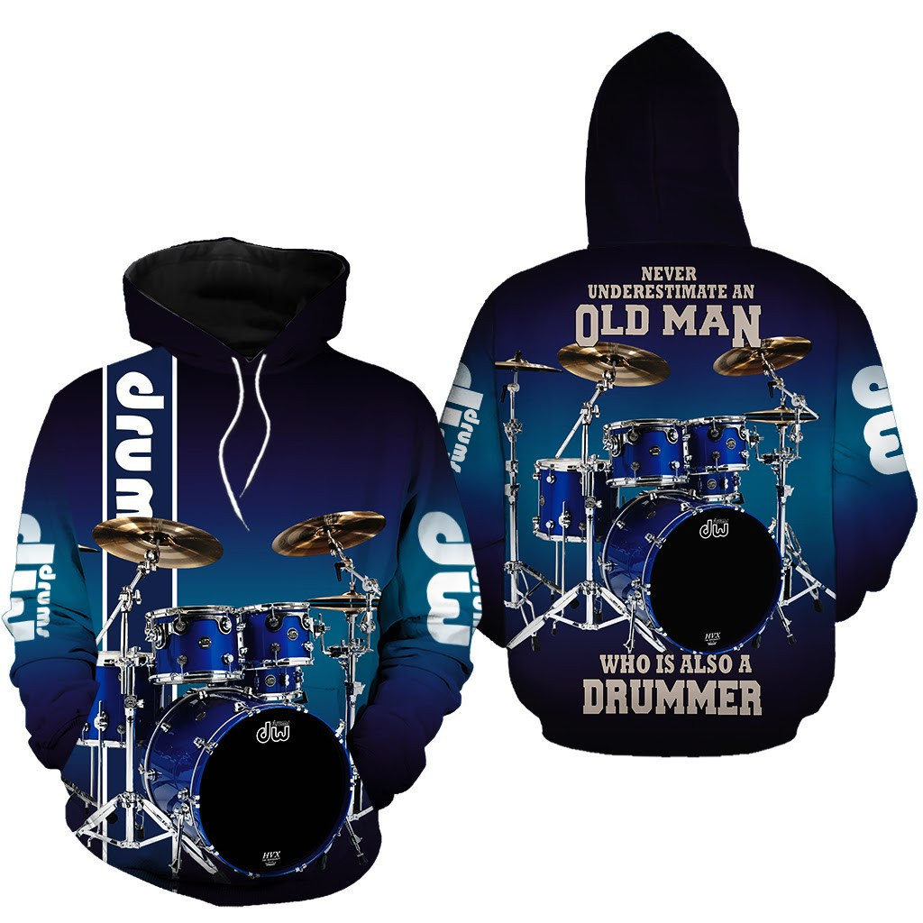 Drums Never Underestimate An Old Man Drumer 3D All Over Print Hoodie, Zip Hoodie